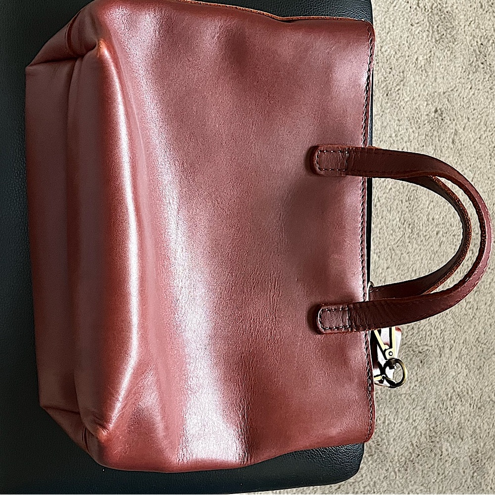 Portland leather goods mini crossbody bag in Cognac. VGUC.